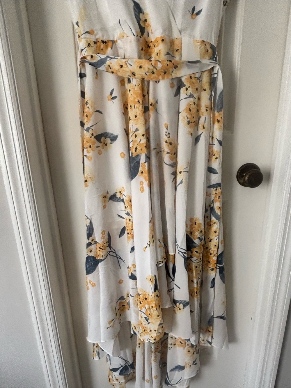 Lulu's White Floral V-Neck Hi-Low Midi Dress - Picture 7 of 13
